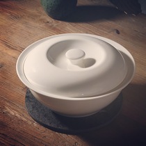 9 inch pure white bone China with lid product pot soup pot large soup bowl soup basin Chinese household water-separated stew court pot tableware
