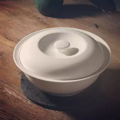9-inch pure white bone china with lid pot pot soup pot big soup bowl male Chinese household water stew Court pot tableware