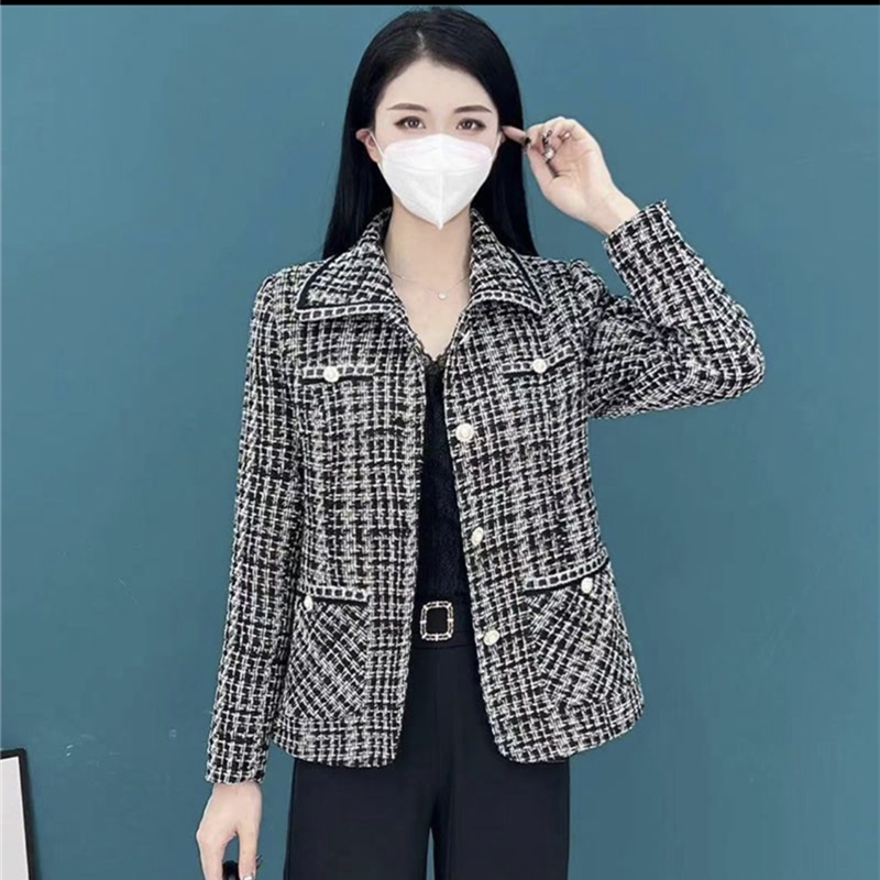 Autumn New Fashion Mother's Clothing, Chanel-Style Jacket, Internet Celebrity Style, Women's Spring and Autumn Slimming Suit, Middle-Aged Stylish Top
