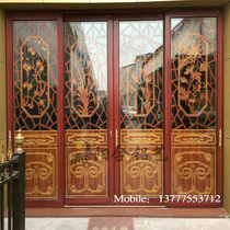 Aluminum heavy-duty doors and windows aluminum carving Hollow decorative window grilles glass doors for safety and sound insulation