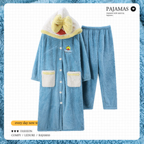 Cartoon Nightgown Woman Spring Autumn Winter Coral Suede Long Sleeve Cute 2021 New Big Code Flannel Sleepwear Suit