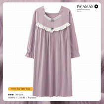 With Chest Cushion Sleeping Dress Spring Autumn Style Womens Pure Cotton Long Sleeve Autumn Winter 2021 New Big Code Sweet Princess Wind Palace