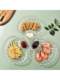 Glass Dumpling Plate with Vinegar Dish, Fat-Reducing Portion Control Plate, Household Fan-Shaped Shell-Shaped Dumpling Special Plate, Dipping Sauce Plate All-In-One