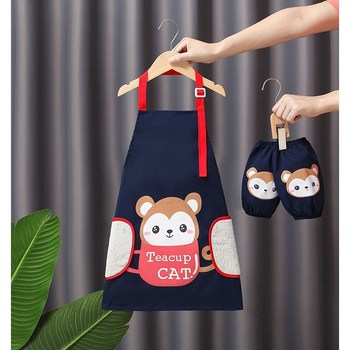 Children's Waterproof Smock, Eating Bib, Oil-Proof and Stain-Resistant, with Sleeves, Can Wipe Hands, Baby Apron, Painting and Baking Smock