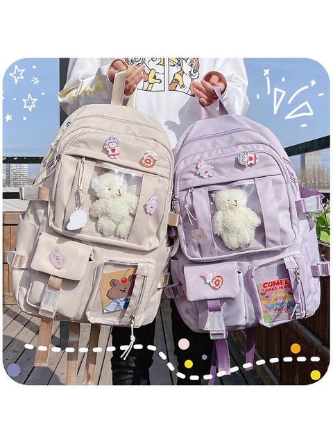 School Bag for Junior High School Girls, Transparent Layered Backpack, Trendy Large-Capacity High School Student Backpack, Stylish Small Shoulder Bag
