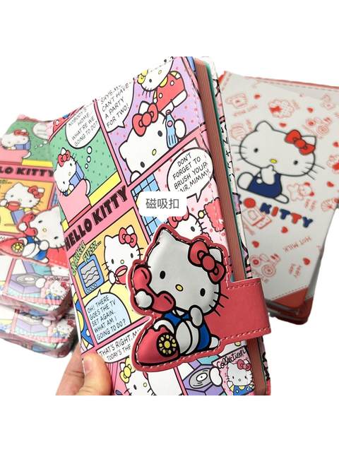 Hellokitty Notebook Portable Magnetic Buckle Notepad High-Quality Color Pages Student Notebook Diary
