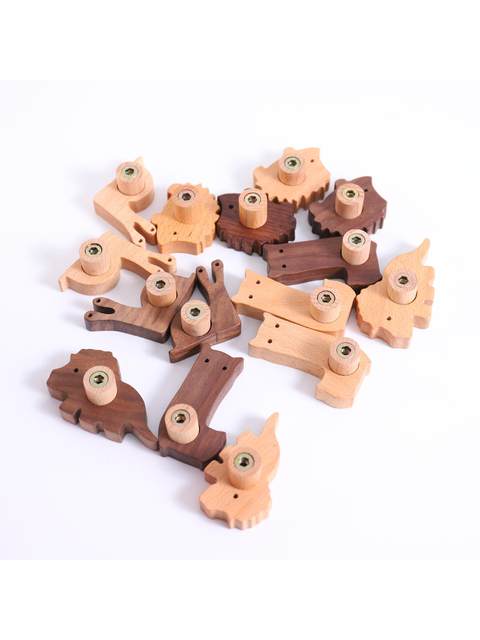 Creative Solid Wood Hooks for Children's Rooms, Cute Animal Coat Hooks, No-Drill Wall-Mounted Hooks for Entryway, Wall Hanging Behind the Door