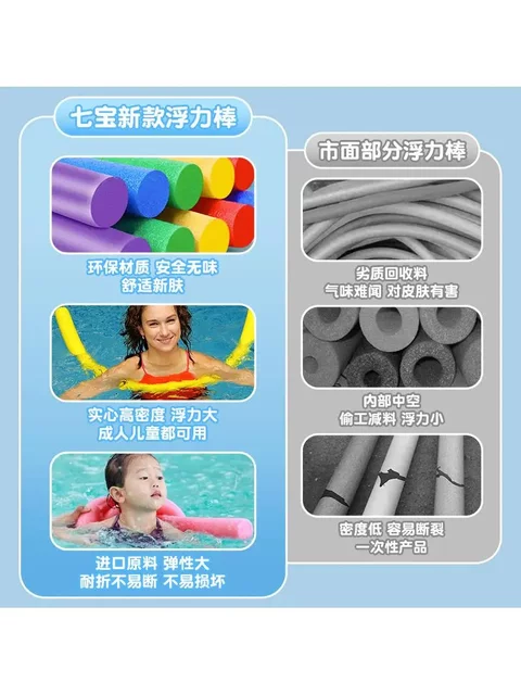 Adult Swimming Buoyancy Stick Floating Device Outdoor Swimming Auxiliary Equipment Children's Floating Bar Life-Saving Foam Stick Solid