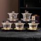 Gold-Painted Hammered Glass Three-Piece Lidded Tea Cup, Single Household Kung Fu Tea Set Accessory, Thickened and Non-Hot to the Touch Tea Brewing Vessel