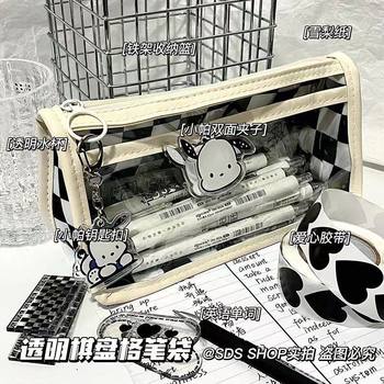 Japanese-Style Ins Cute Pochacco Waterproof Transparent Pvc Large Capacity Multi-Layer Pencil Case for Middle and High School Students