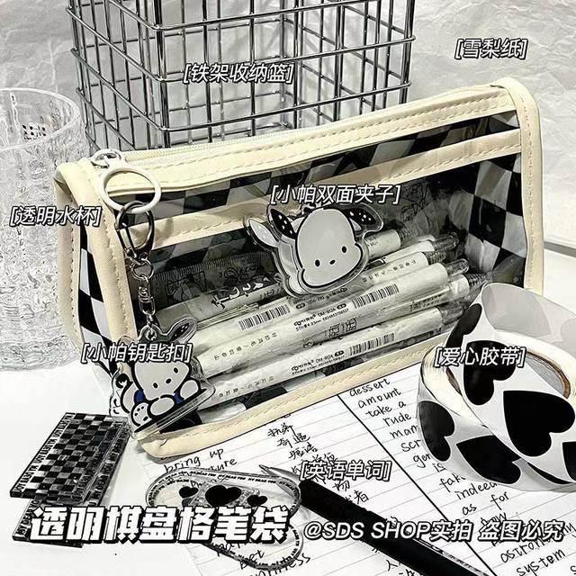 Japanese-Style Ins Cute Pochacco Waterproof Transparent Pvc Large Capacity Multi-Layer Pencil Case for Middle and High School Students