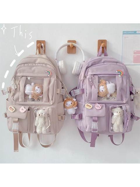 School Bag for Junior High School Girls, Transparent Layered Backpack, Trendy Large-Capacity High School Student Backpack, Stylish Small Shoulder Bag