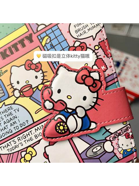 Hellokitty Notebook Portable Magnetic Buckle Notepad High-Quality Color Pages Student Notebook Diary