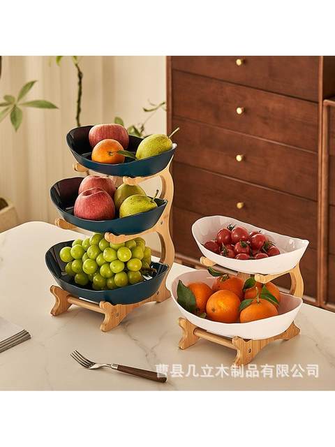 Multi-layer ceramic fruit tray home living room tea table snack storage tray Japanese high-value front desk candy tray