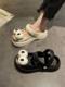 Thick-Soled Big-Eyed Dog Clogs for Women, Outdoor Slippers, Indoor Home Non-Slip Cartoon Closed-Toe Sandals for Summer