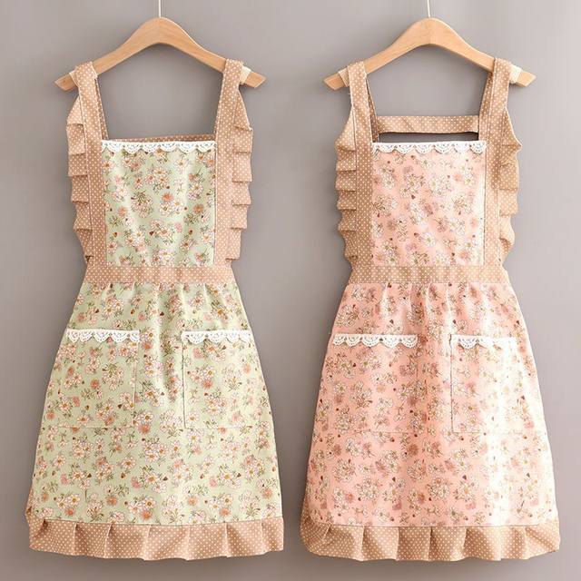Apron with Sleeves Two-Piece Set Korean Style Lace Cooking Princess Style Breathable Fashionable Adult Work Clothes Summer 2023 New Style