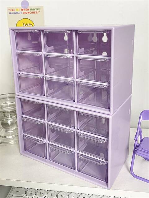 Desktop Nine-Compartment Storage Box, Transparent Drawer-Type Compartment Organizer, Suitable for Student Dormitory Desks, Can Be Wall-Mounted, Miscellaneous Item Organizer