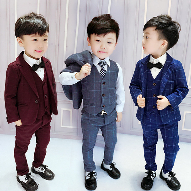Boy suit suit suit British spring and autumn children handsome suit little boy dress foreign baby flower boy suit