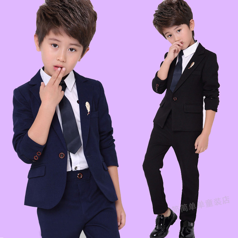 Boy's small suit Three sets Korean version CUHK Children's gown Spring and Autumn Western-style presenter Piano Performance Suit-Taobao