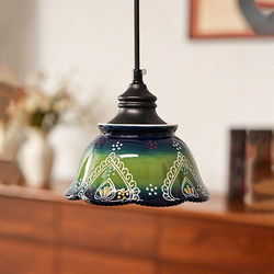 Adjustable Bedside Pendant Lamp, Ceramic French Retro High-End Bar Counter Restaurant Lamp, Antique Style Foyer Bedroom Small Pendant Lamp