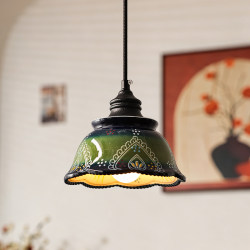 Ceramic Small Pendant Light, French Mid-Century Style, Vintage Solid Wood Entryway Cabinet, Bedroom Master Bedroom Adjustable Bedside Pendant Light