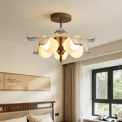Medieval Style Bedroom Chandelier, Retro Master Bedroom Lamp, High-End Creative Flower Glass Dining Room Lamp, 2026 New Model Lighting Fixtures