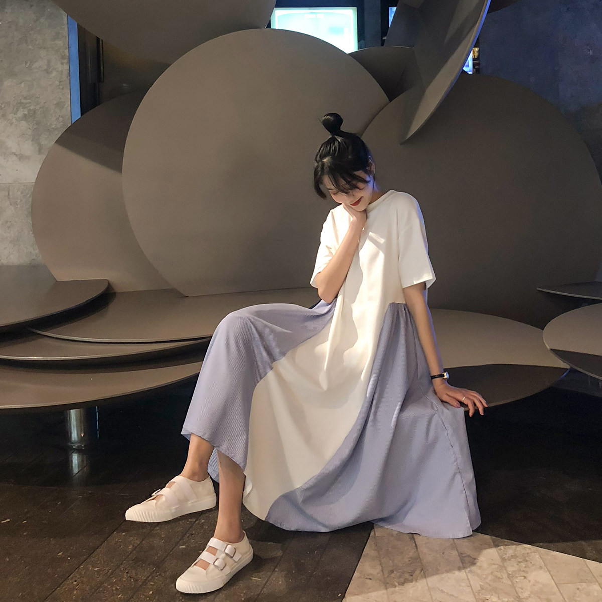 Gestational Summer Dress Summer Dress 2022 Casual Loose Fairy Super Fairy dress Long with a knee short sleeve Chauga