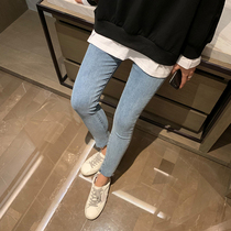 Pregnant women pants autumn wear 2021 large size elastic denim leggings spring and autumn underbelly jeans
