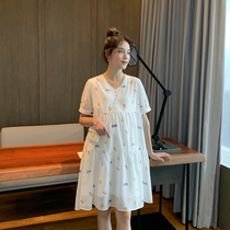 Pregnant Women summer dress 2021 New wear Fashion Net red tide mother foreign air aged Summer chiffon long skirt