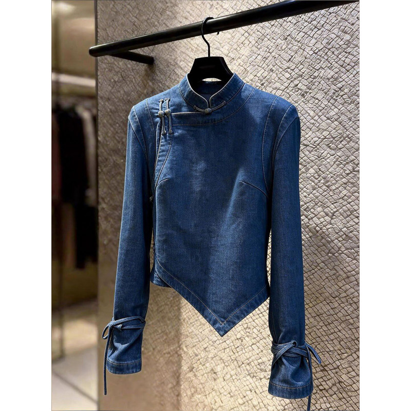 Unique and High-End 2026 Summer Versatile and Fashionable Loose-Fitting Design Niche Style Denim Casual Top Unique and High-End 2026 Summer Versatile and Fashionable Loose-Fitting Design Niche Style Denim Casual Top