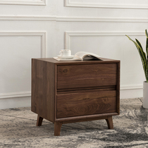 Sanchen full wood bedside table black walnut light table simple modern Nordic double drawer small cabinet bedroom furniture