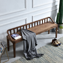 Sanchen Nordic style black walnut all solid wood restaurant casual Simple Shoes Creative long bench bed tail stool
