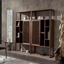 Sanchen full solid wood bookshelf new Chinese style black walnut wood study bookcase combination display cabinet simple modern shelf