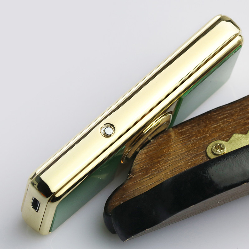 Titanium Alloy Luminous Hetian Jade Lighter Rechargeable Tungsten Wire Windproof Silent Fuel-Free Jade Fidget Spinner Lighter