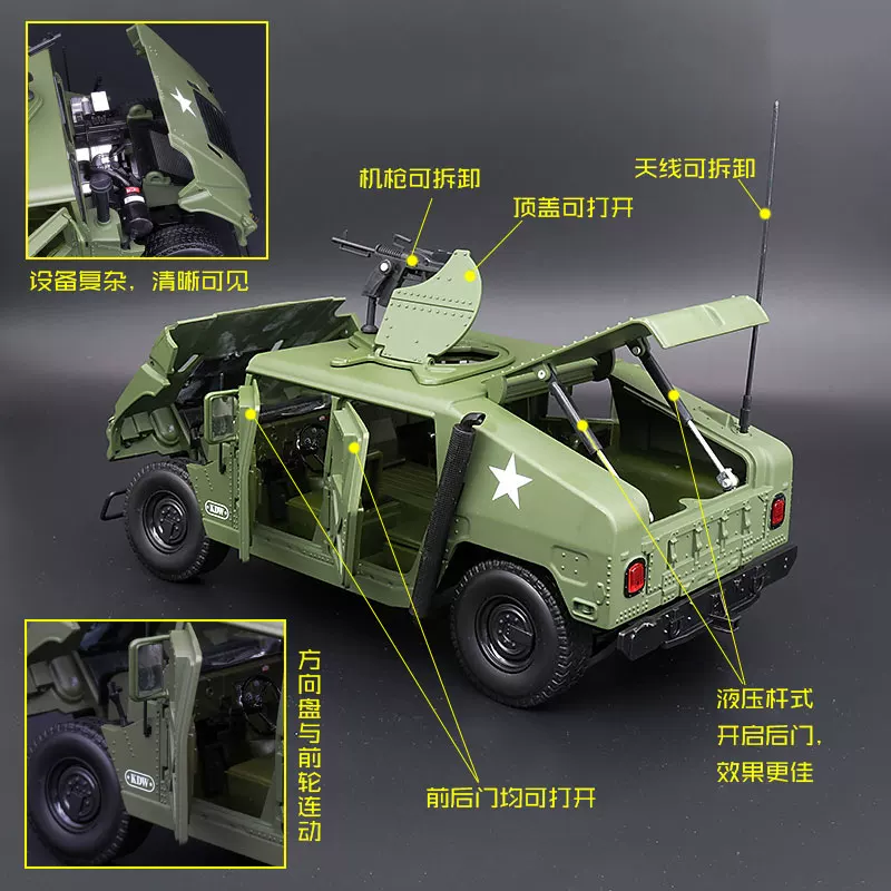 Игрушечный военный автомобиль Caddywick из сплава, тактический джип/хаммер, 20×8×6 см