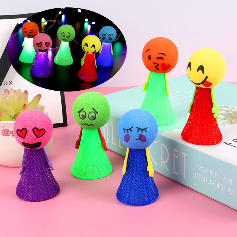 Glowing doll bouncing villain toy jump with the same elastic decompression creative toy night market stall small toy