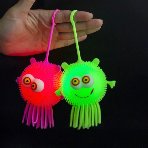 Разноцветный фугу мяч, мигающий светящийся шар, игрушка для прыжков, осьминог, антистресс