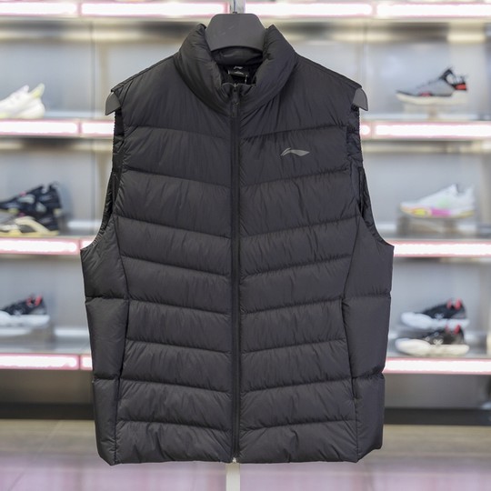李宁羽绒马甲男子2024冬季新款健身系列90%鸭绒保暖坎肩AMRU017