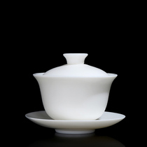 Chenxiang Dehui White Porcelain Kung Fu Tea with Sheep Jade Three Cai Bowl Tea Cup Single Ceramic Tea Bowl with Cover