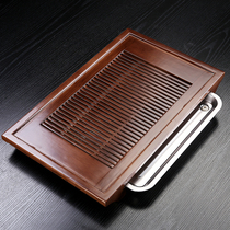 Tea tray Household solid wood tray water storage and drainage dual-use stainless steel tea sea drawer type tea table Kung Fu tea set