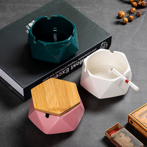 Nordic ins wind creative fashion ceramic ashtray personality trend home living room European style with cover anti-fly ash