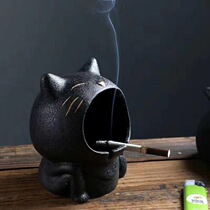 Creative ashtray ceramic cute cartoon cat home living room personality fashion trend anti-fly ash large ashtray