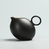 Chen Xiang) Zen style Black stone glaze fair cup Black pottery tea separator Japanese Kung Fu tea with coarse pottery tea separator