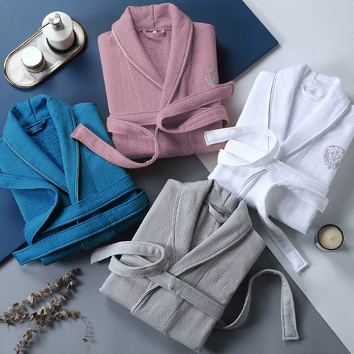 Хлопковый банный халат подходит для мужчин и женщин, демисезонное длинное быстросохнущее полотенце, увеличенная толщина, хорошо впитывает воду