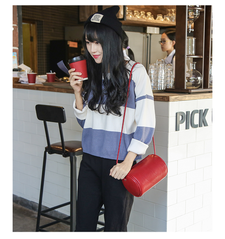 Bà túi mới bánh tươi trẻ, đơn giản túi hình trụ Shoulder messenger nhỏ túi thủy triều xi lanh nhỏ túi xách nữ da bò xịn
