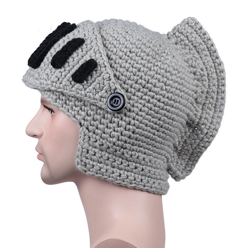 Roman knight knitted cap gladiator hard hat pullover cap knitted cap cover face handmade mask hat winter ear protection