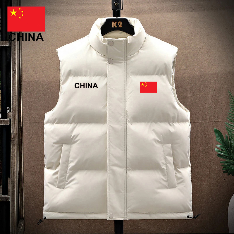 China National Team down Cotton Vest Unisex Versatile Stand Collar Warm Vest Outerwear High-End Vest