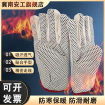 Thickened abrasion resistant five-finger cotton canvas glove pure cotton high temperature resistant anti-slip heat insulation anti-burn oven microwave baking