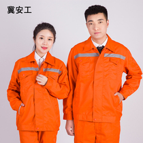 Long sleeve workwear suit mens spring and autumn abrasion-proof electric welding labor-in-service steam repair workers factory workshop tooling custom-made