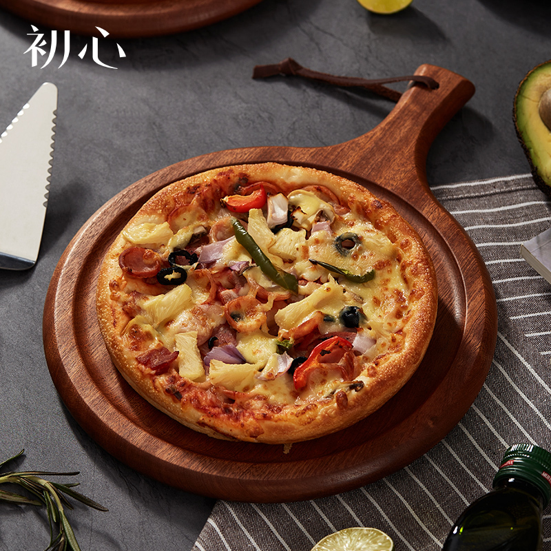 Solid Wood Pizza Tray, Black Walnut Steak Wooden Plate, Whole Wood Western Food Presentation Plate, Fruit Cutting Board, Tableware Solid Wood Pizza Tray, Black Walnut Steak Wooden Plate, Whole Wood Western Food Presentation Plate, Fruit Cutting Board, Tableware